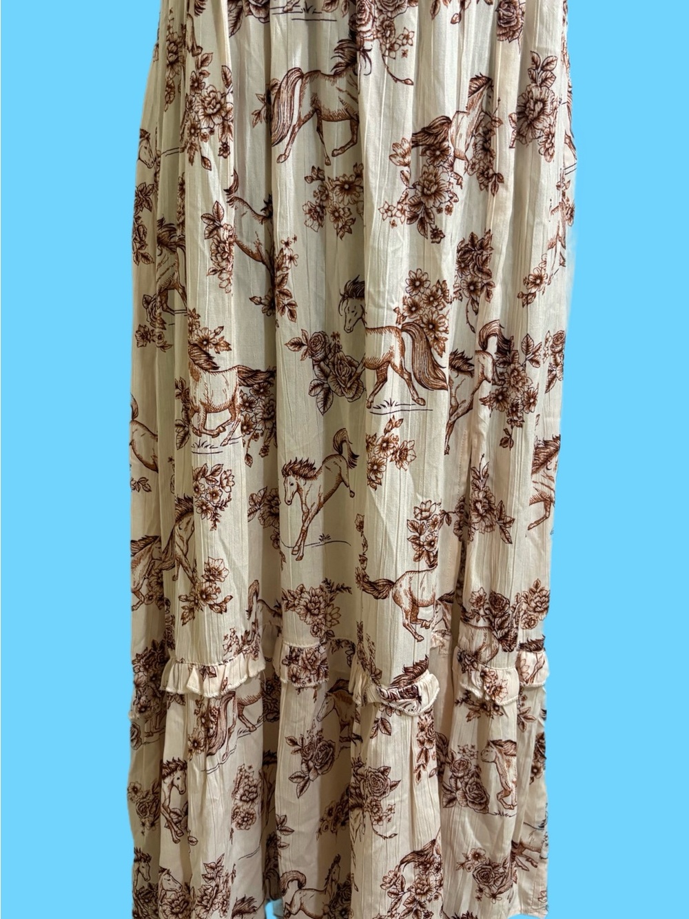 Angie Horse Print Cream Floral Lace-Trim Maxi Dress⭐️NWT⭐️ - Picture 3 of 8